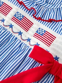 4th of July Plaid Smocked Romper