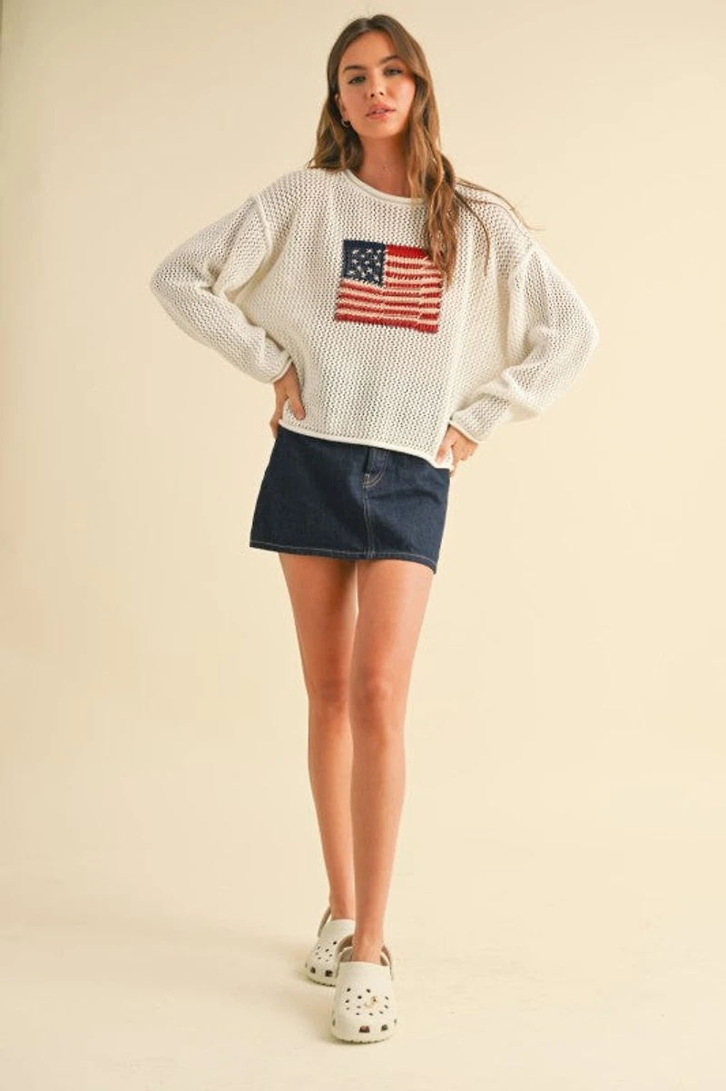 White Flag Knitted Sweater