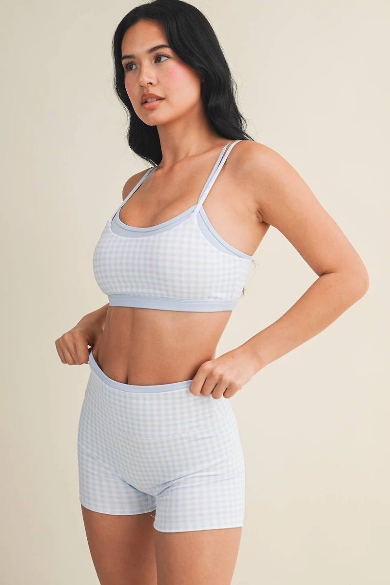 Gingham Layered Sports Bra