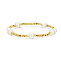 3mm Stretch Bead Bracelets with Large Pearl Accents