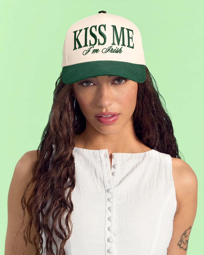 Green Kiss Me Irish Trucker Hat