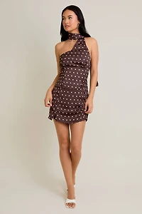 Halter Neckline Polka Dot Top & Low Rise Skirt