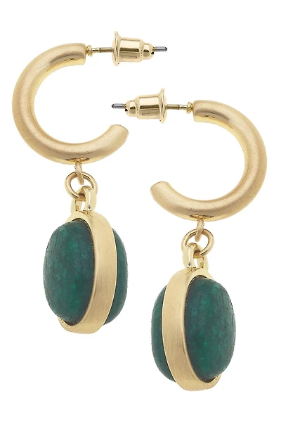 Caroline Gemstone Drop Hoop Earrings
