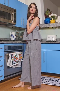 Black Seersucker Gingham Print Set
