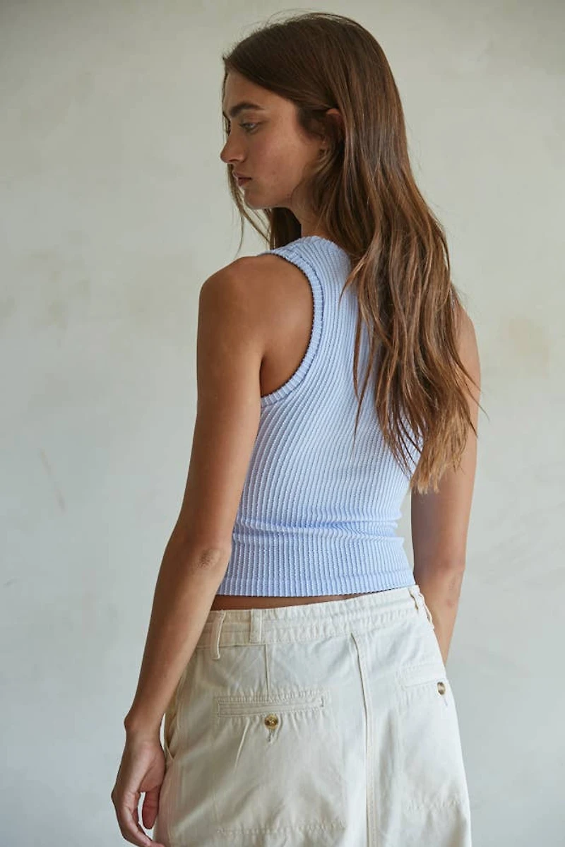 Lavender Seamless Ribbed V-Neck Tank