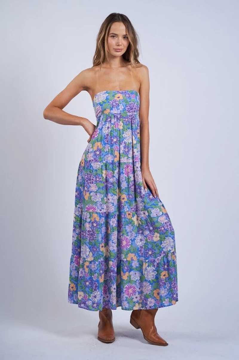 Blooming Floral Open Back Maxi Dress