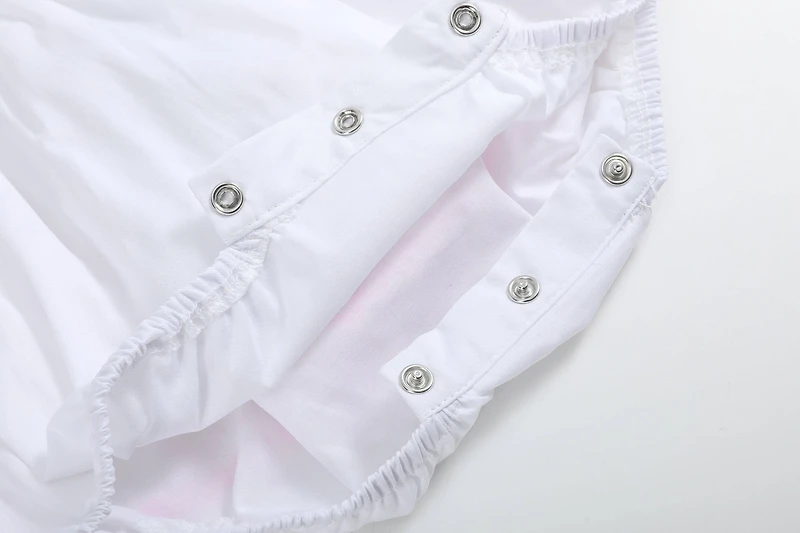 White and Pink Bows Smocked Ruffle Romper