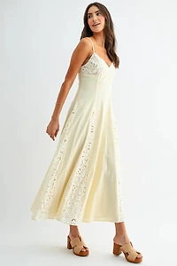Cream Lace Panel Maxi Dress
