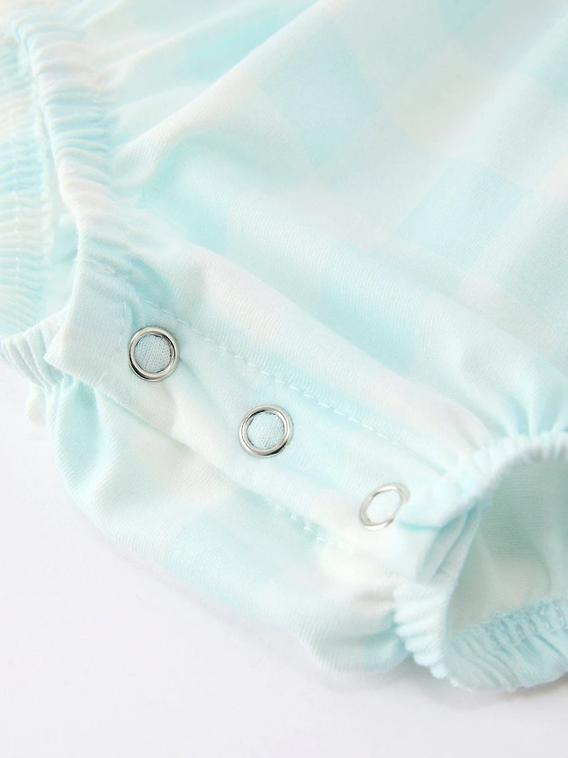 Spring Plaid Bow Girls Romper
