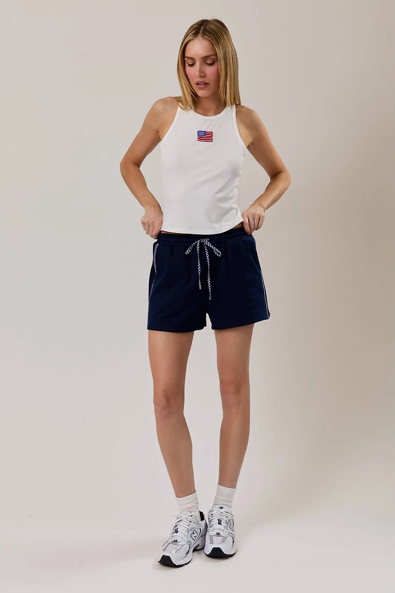 White USA Ribbed Tank Top