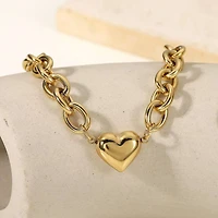18K STAINLESS STEEL TARNISH FREE HEART NECKLACE | 40NK351: Gold