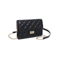 Black Winona Quilted  Multi-Compartment Crossbody