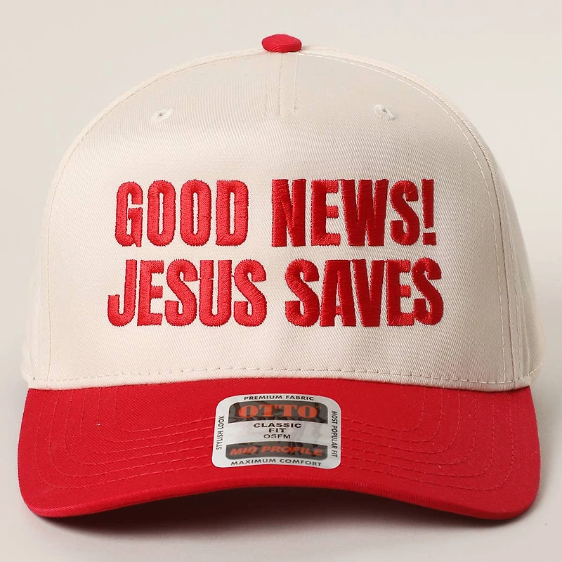 Good News Jesus Saves Trucker Hat/ Red