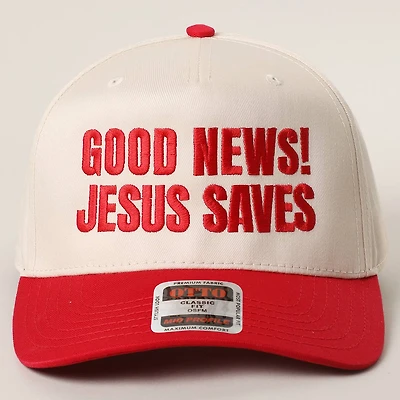 Good News Jesus Saves Trucker Hat/ Red