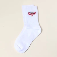 American Flag Embroidered Crew Socks