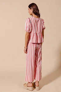 Pink Stripe Top & Pant Set