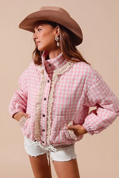 Blush Pink Gingham Check Jacket
