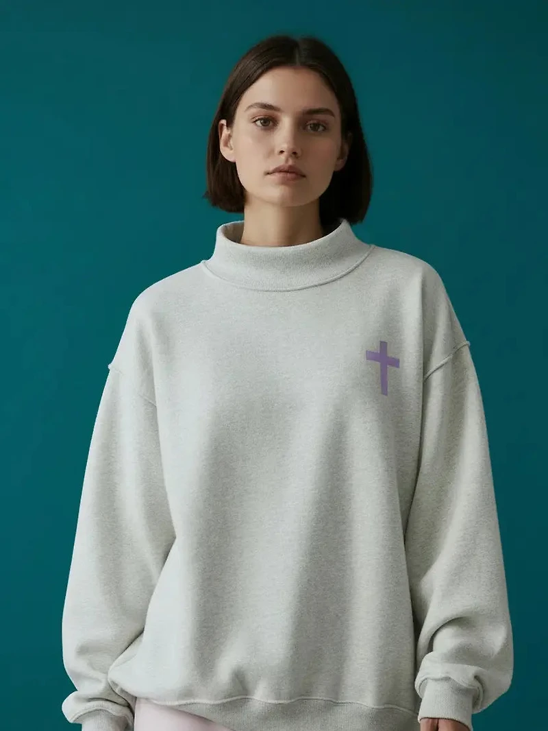 Lavender Cross & Jesus Saves Reversible Mockneck