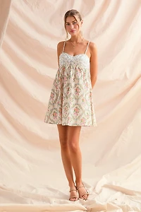 Mixed Floral Print Mini Dress