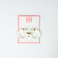 White with Gold Small Hoop Earrings