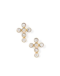 Stud Earrings Clara Cross Gold Sparkle