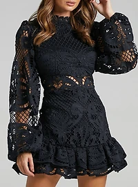 Black Ballon Lace Dress