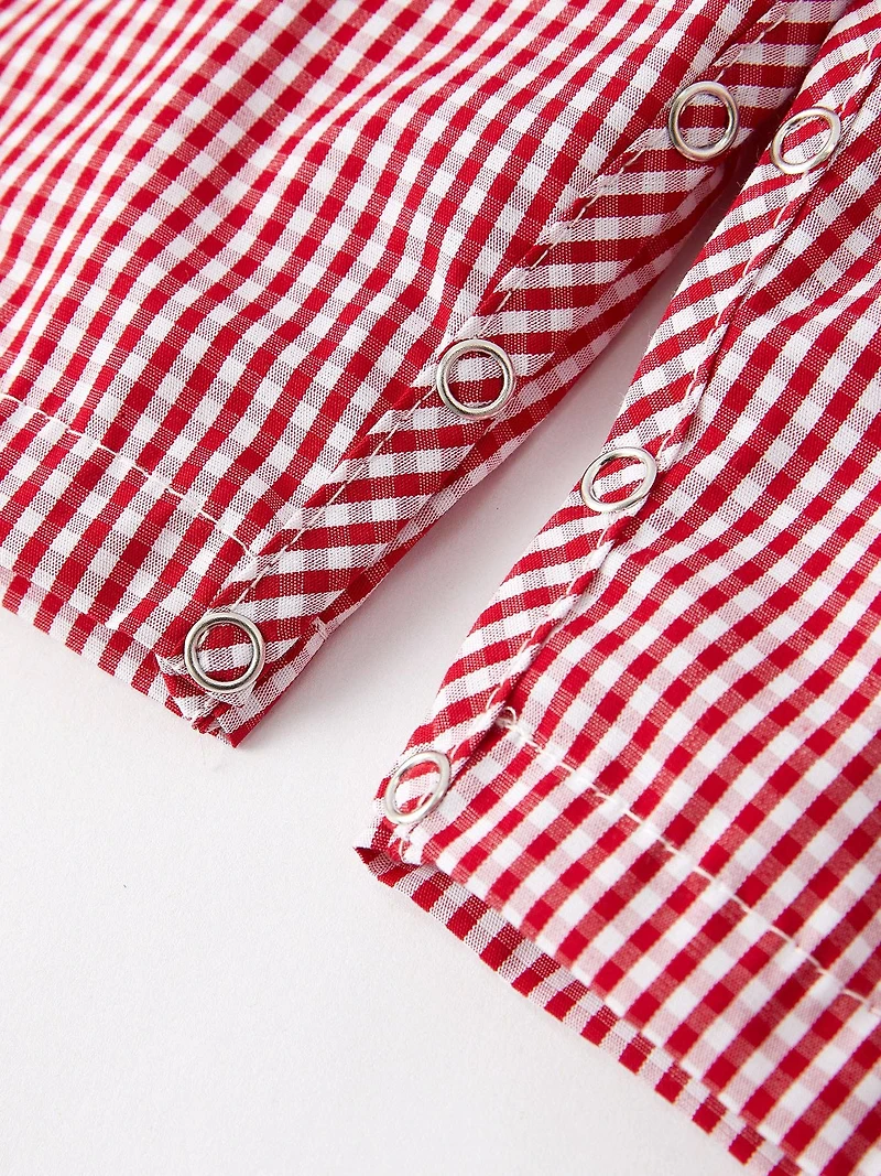 Baseball Baby Boys Smocking Embroidered Plaid