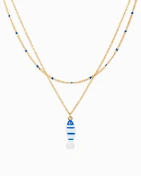 Layered Sea Life Marine Blue Fish Charm Necklace