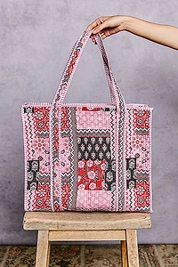 Pink Quilted Bohemian Tote Bag