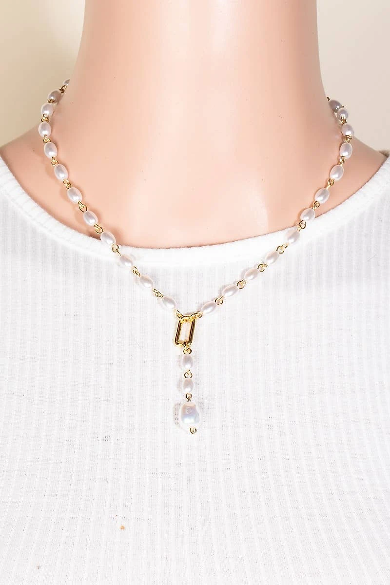 Pearl Beads Y Chain Necklace
