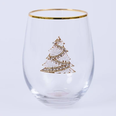 Embellished Tree Stemless Wine Glass