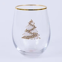 Embellished Tree Stemless Wine Glass