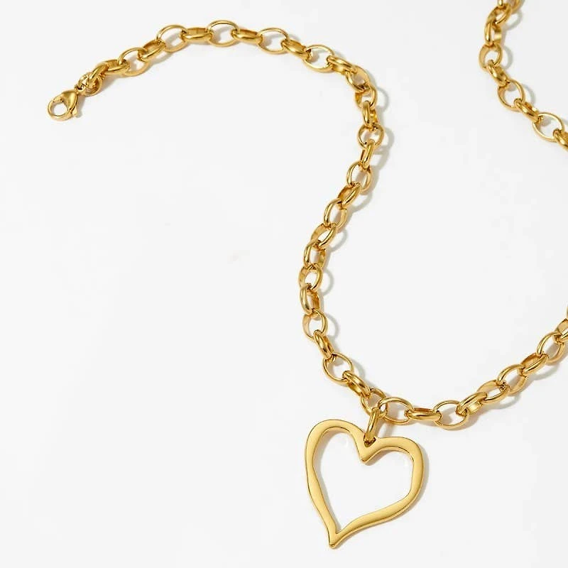 Gold 18K Stainless Steel Heart Necklace