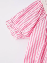 Girls Stripe Cake Smocking Romper