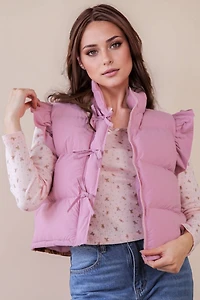 Pink Front Bow Puffer Vest