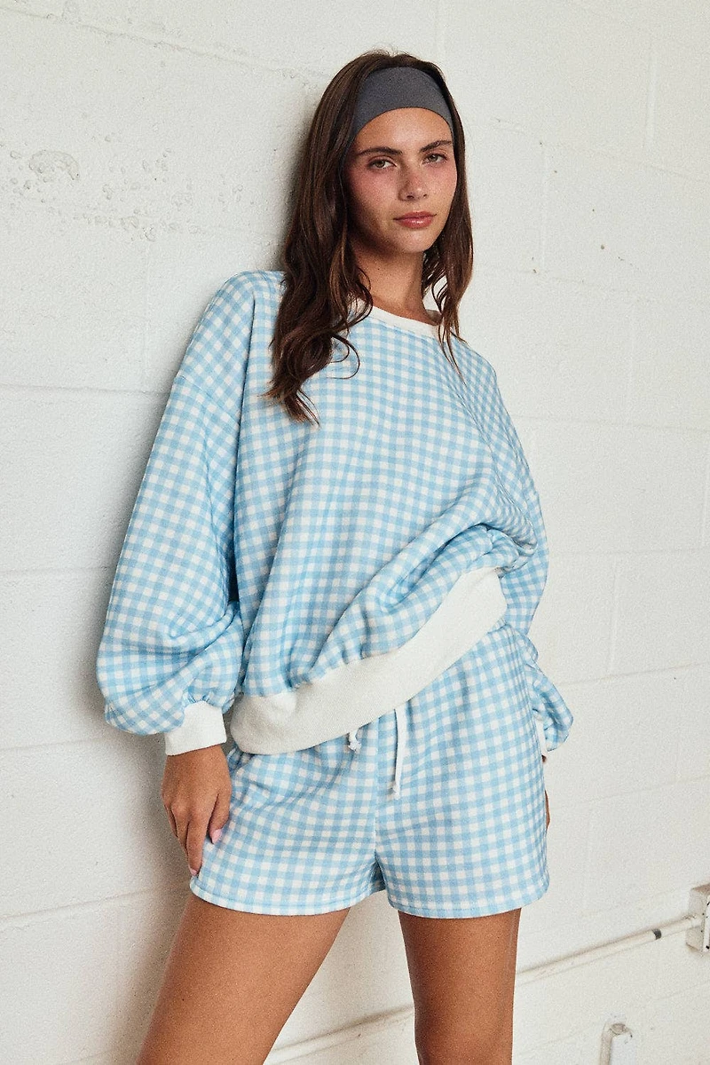 Blue Gingham Lounge Set