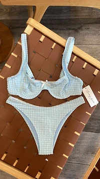 Blue Bubbly Underwire Bikini Set