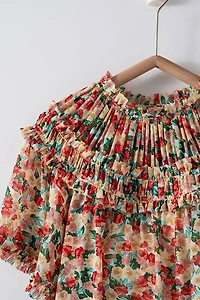 Aurora of Ruffle Short Sleeve Blouse