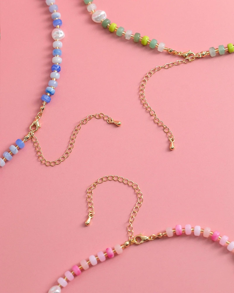 Pink Coquette Bead Pearl Necklace