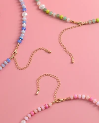 Pink Coquette Bead Pearl Necklace