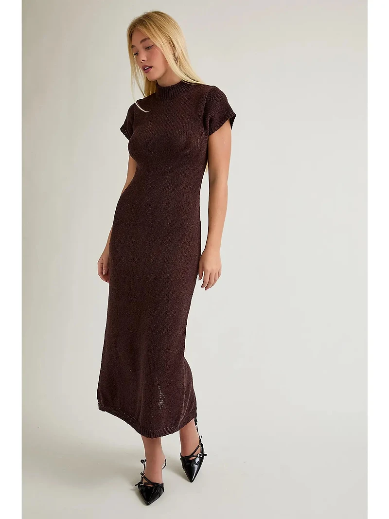 Brown Sweater Midi Dress