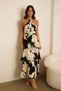 Cross Front Floral Maxi Dress