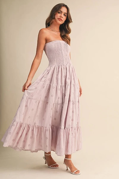 Pink Pleated Layered Midi Dress