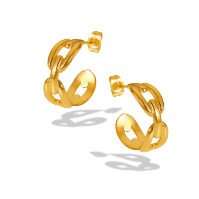 High Class Buckle 18K Gold Plated Hoops