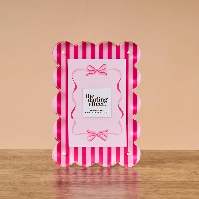 Rectangle Scalloped Acrylic Frame-Sweetheart Stripes