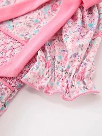 Pink Bow Smocked Floral Baby Bubble
