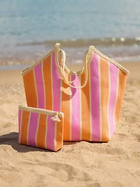 Pink & Orange Striped Tote