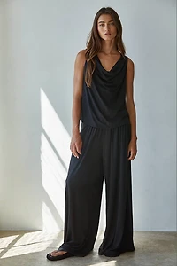 Black Sleeveless Cowl Neck Top
