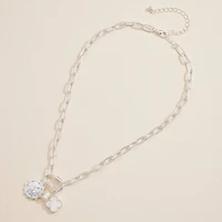 Chain Necklace with Butterfly, Pearl, & Clover Charms
