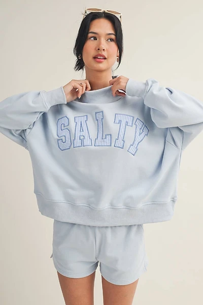 Blue "Salty" Mock Neck